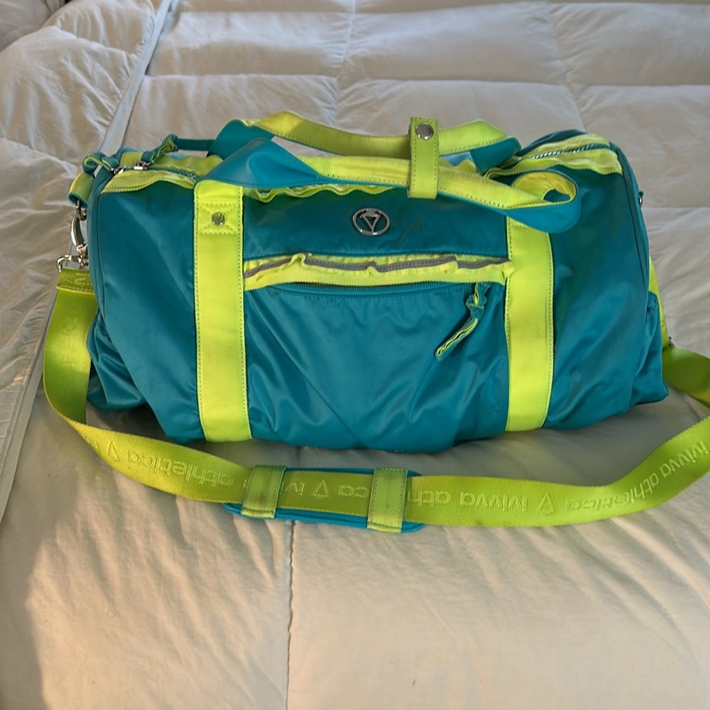 Ivivva by Lululemon Teal and Neon Yellow Travel/Tote  Bag - Picture 4 of 14